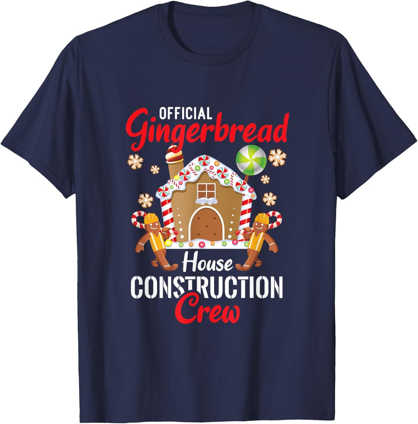 Gingerbread Construction Crew Christmas Matching Group T-Shirt - T-Shirt | Navy