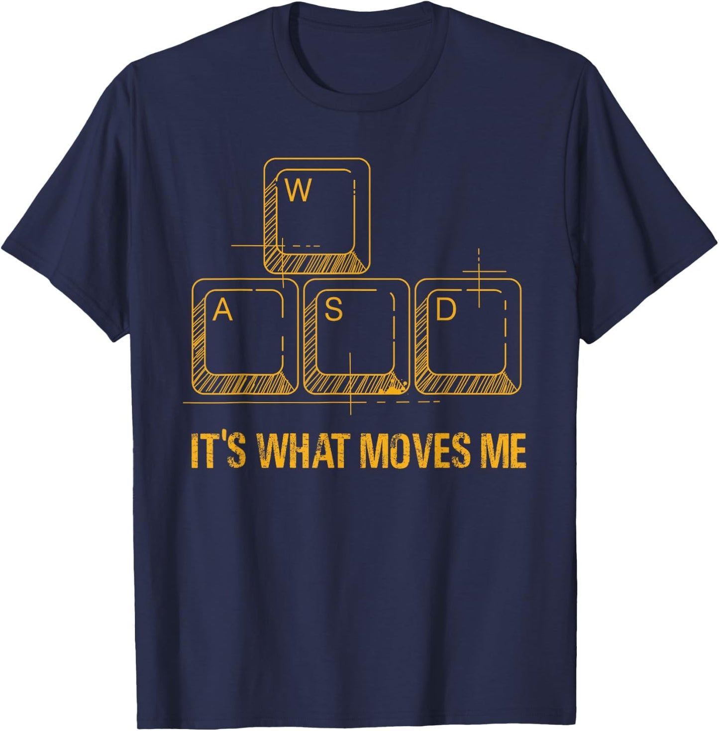 PC Gamer Merch Men Women Merchandise Retro Gift Funny WASD Its What Moves Me Video Games Gamer PC Gaming -Youth T-Shirt - T-Shirt | Navy