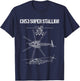 Super Stallion Schematic Military Helicopter CH-53 T-Shirt - T-Shirt | Navy