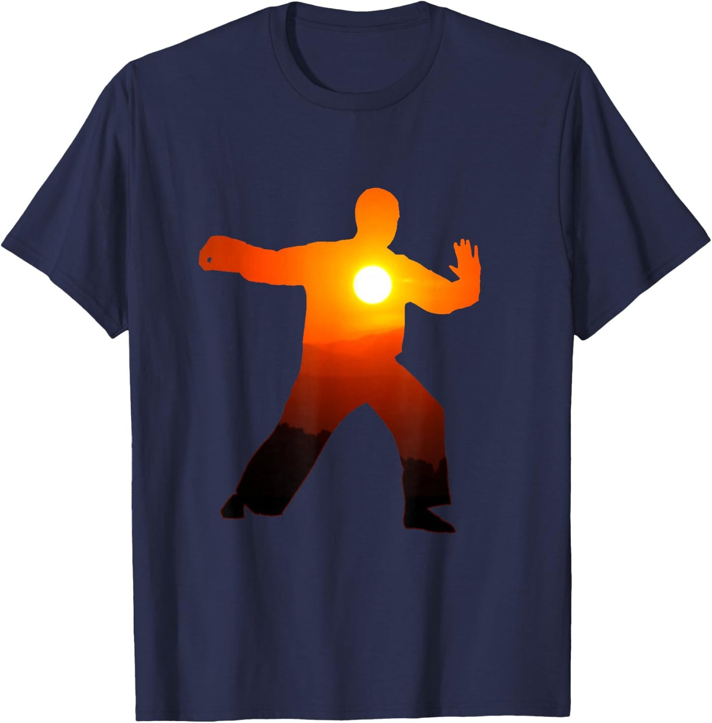 Tai Chi Sunset Exercise Shirt Chi Gung Qigong T-Shirt - T-Shirt | Navy