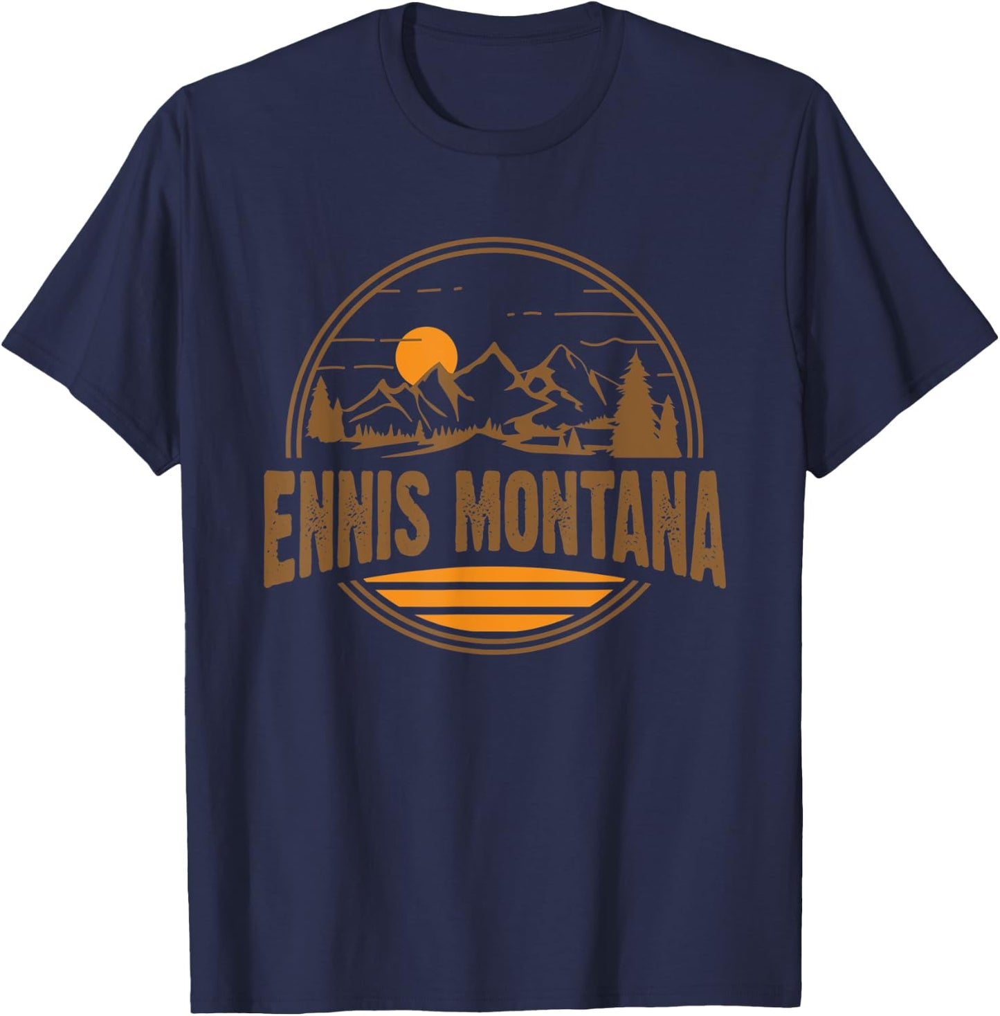 Vintage Ennis, Montana Mountain Hiking Souvenir Print T-Shirt - T-Shirt | Navy
