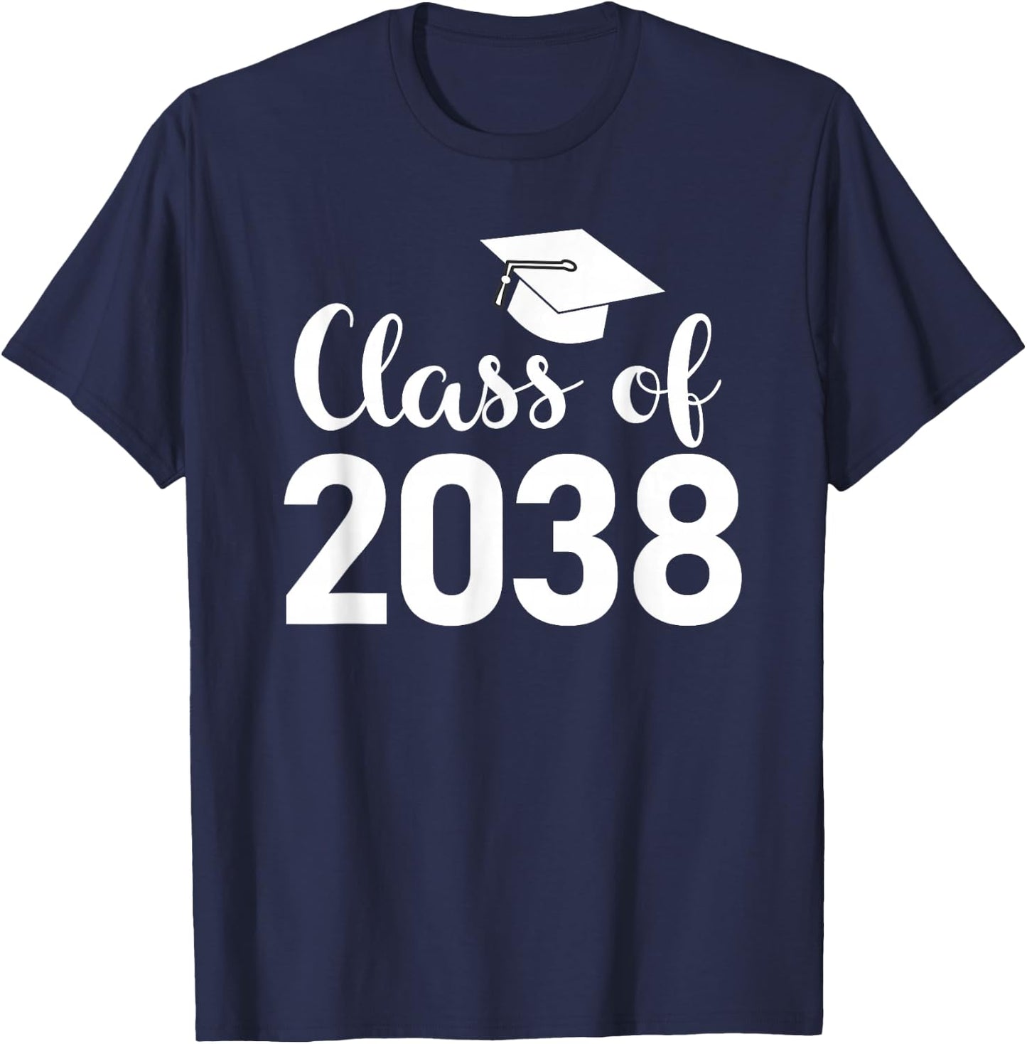 Class of 2038 Grow With Me - Handprints Go on the Back T-Shirt - T-Shirt | Navy