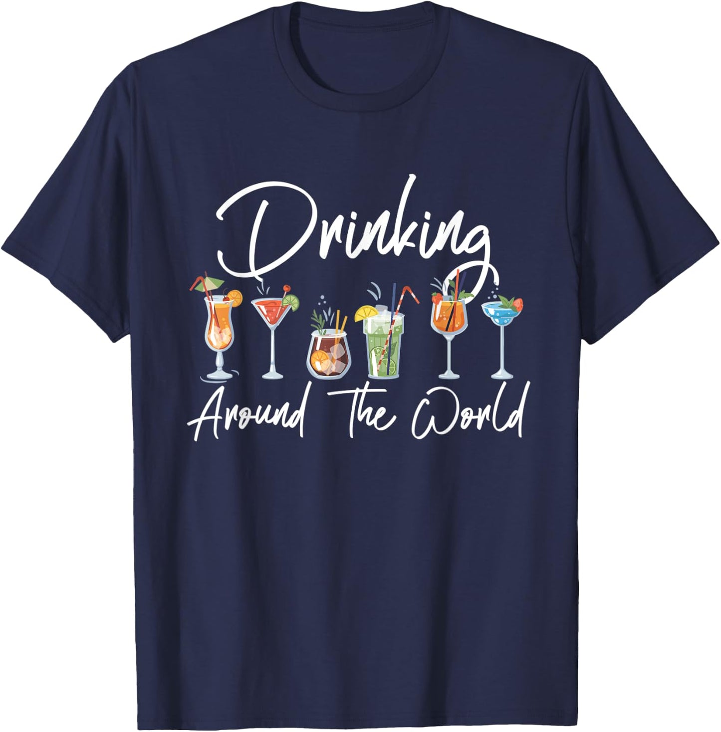 Drinking Around the World Adult Vacation Showcase 11 Country T-Shirt - T-Shirt | Navy