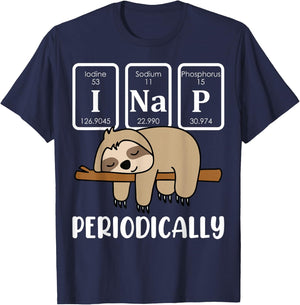 I Nap Periodically Science Sloth Periodic Table Elements T-Shirt - T-Shirt | Navy