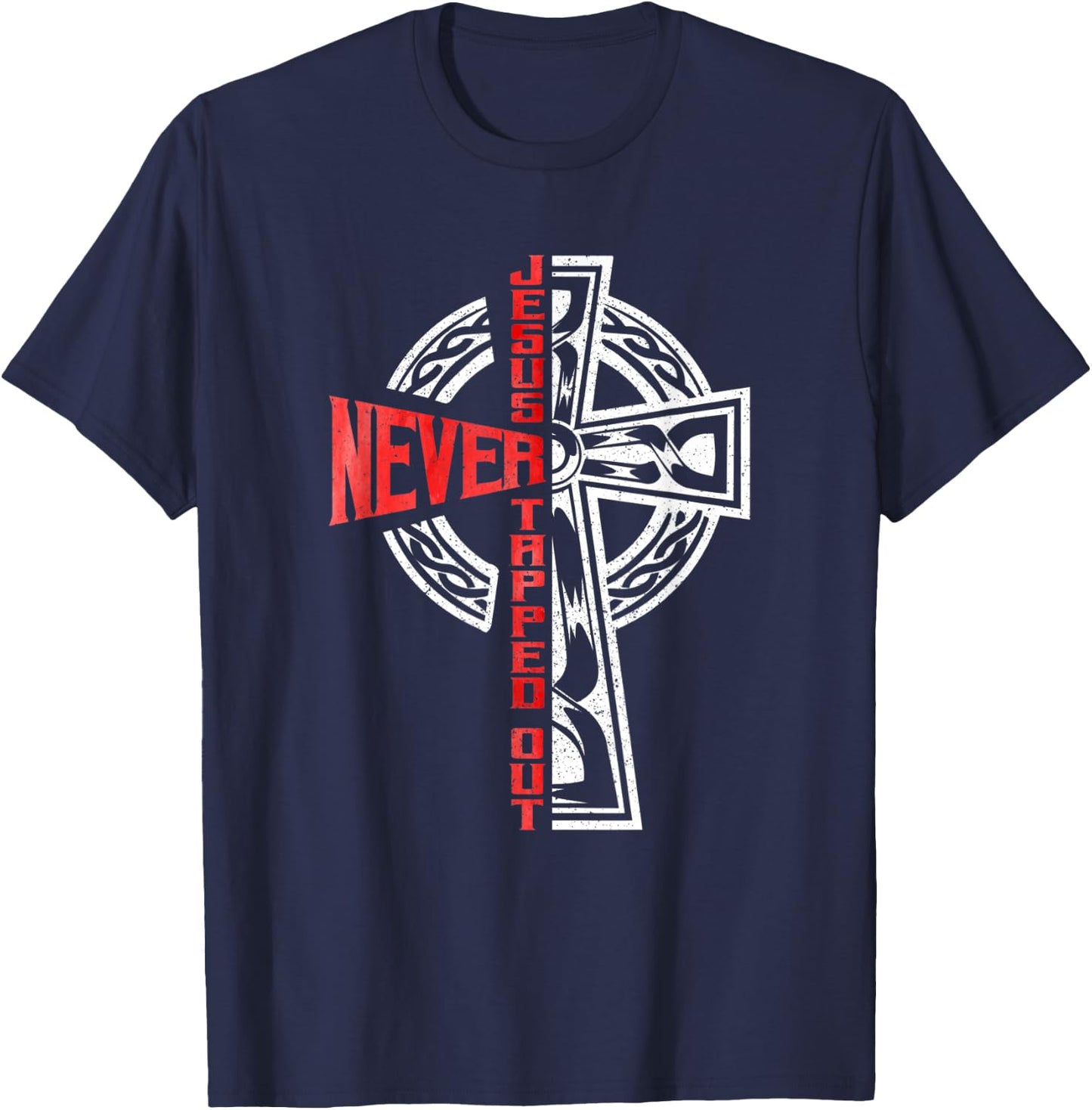 Jesus Never Tapped Out Christian Faith Wrestling T-Shirt - T-Shirt | Navy