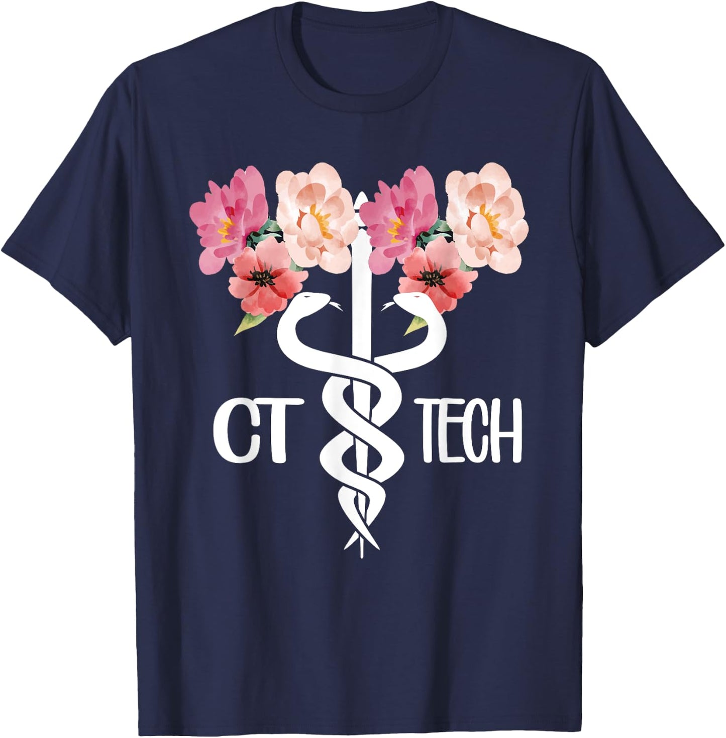 CT Tech Caduceus Computed Tomography Tech T-Shirt - T-Shirt | Navy