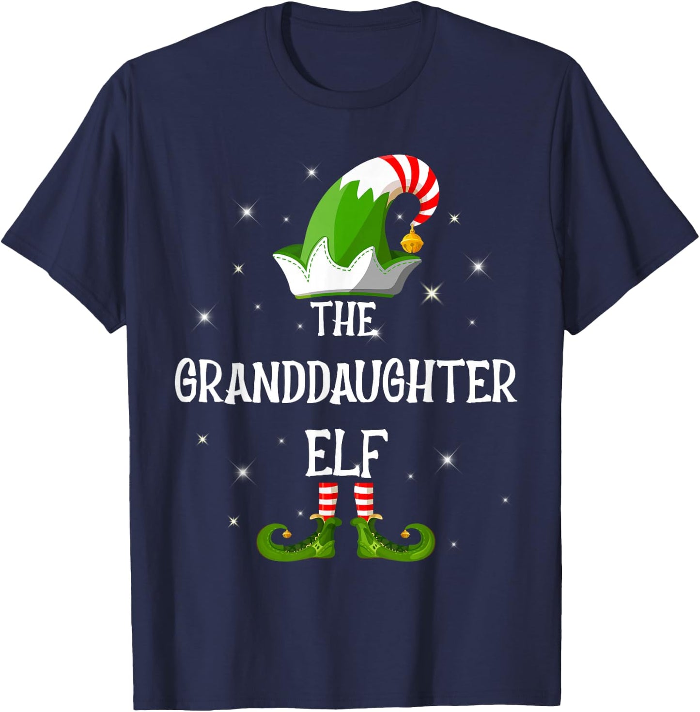 The Granddaughter Elf Family Matching Group Christmas T-Shirt - T-Shirt | Navy