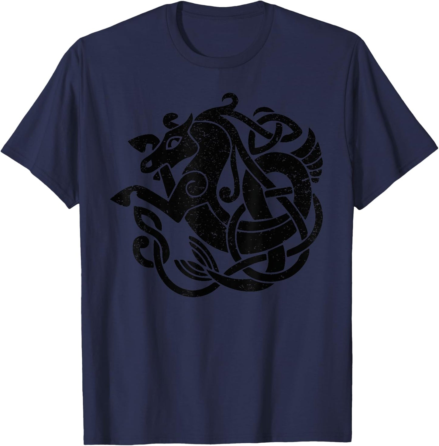 Celtic Knot Seahorse Mythical Kelpie Symbol T-Shirt - T-Shirt | Navy