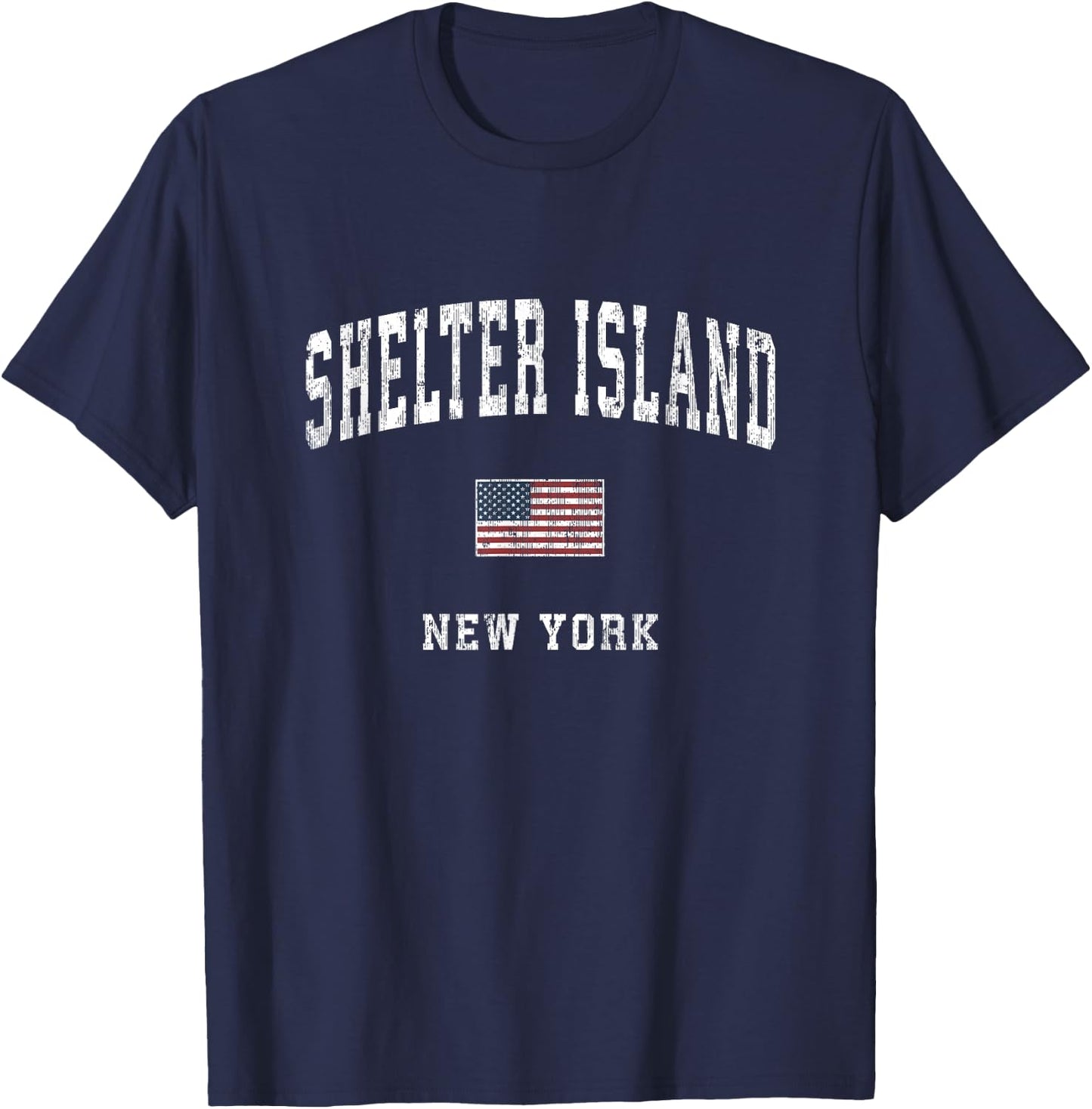 Shelter Island New York NY Vintage American Flag Sports T-Shirt - T-Shirt | Navy