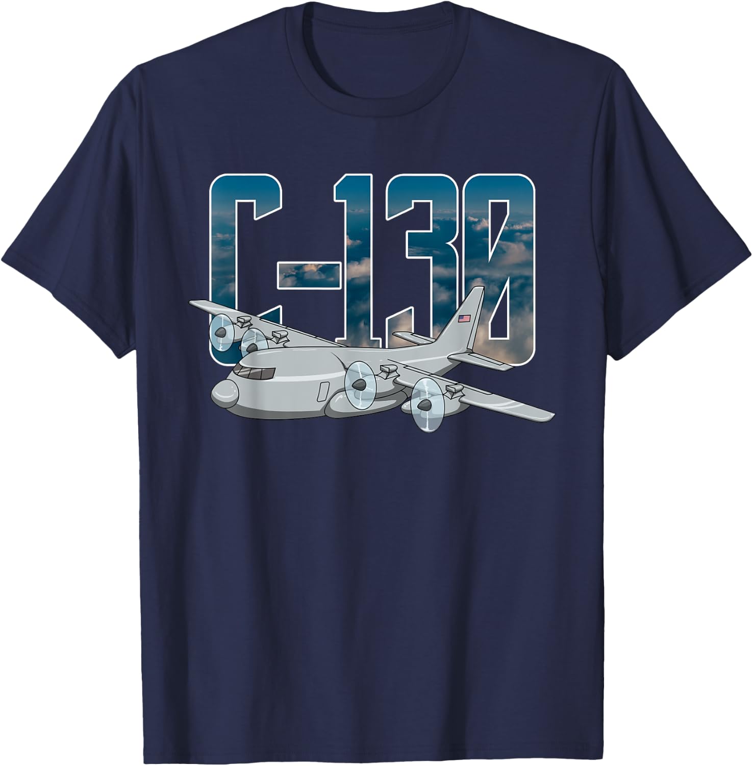 THE SALTY VETERAN C-130 Hercules Military Airplane Flying C130 Hercules Pilot - Black, -Adults, Small, Short Sleeve, Classic Fit, , Modern, Military, Aviation Enthusiasts T-Shirt - T-Shirt | Navy