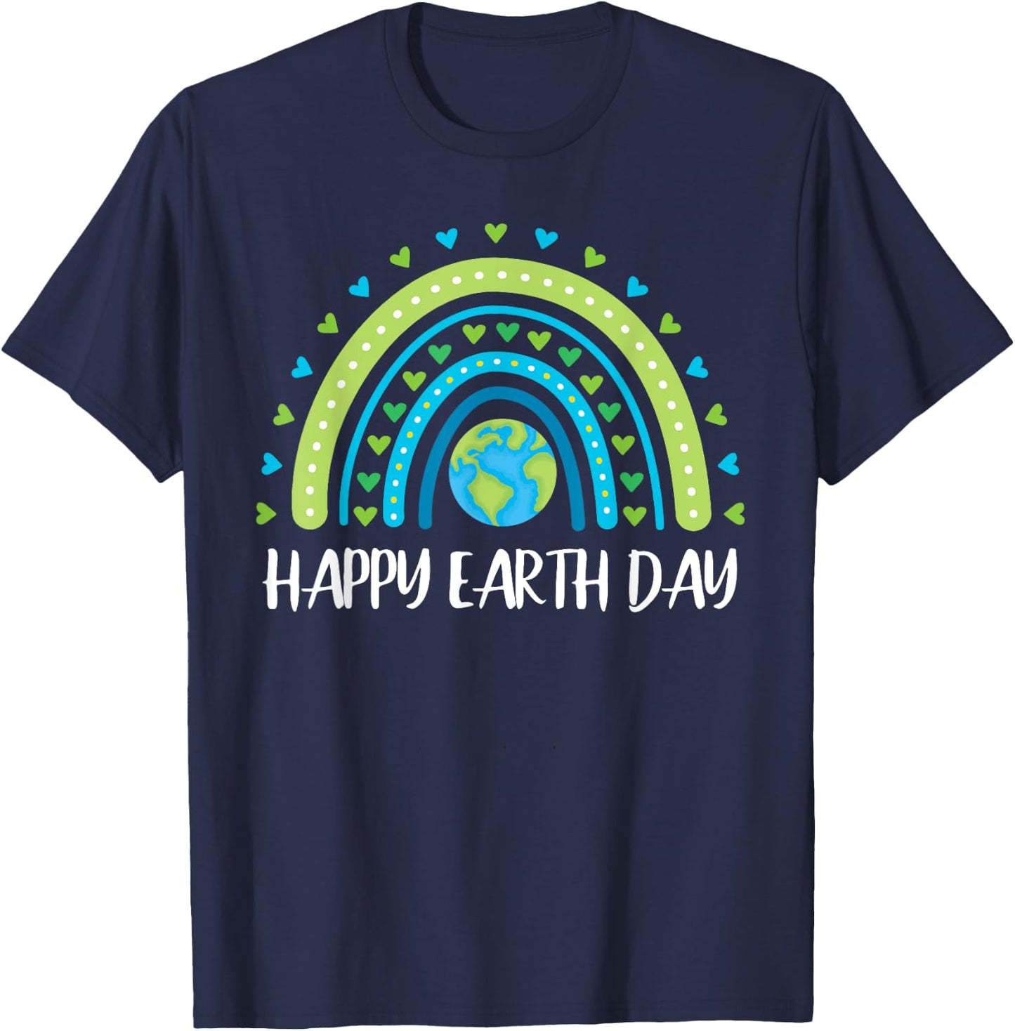 Happy Earth Day Rainbow Cute Earth Day girls T-Shirt - T-Shirt | Navy