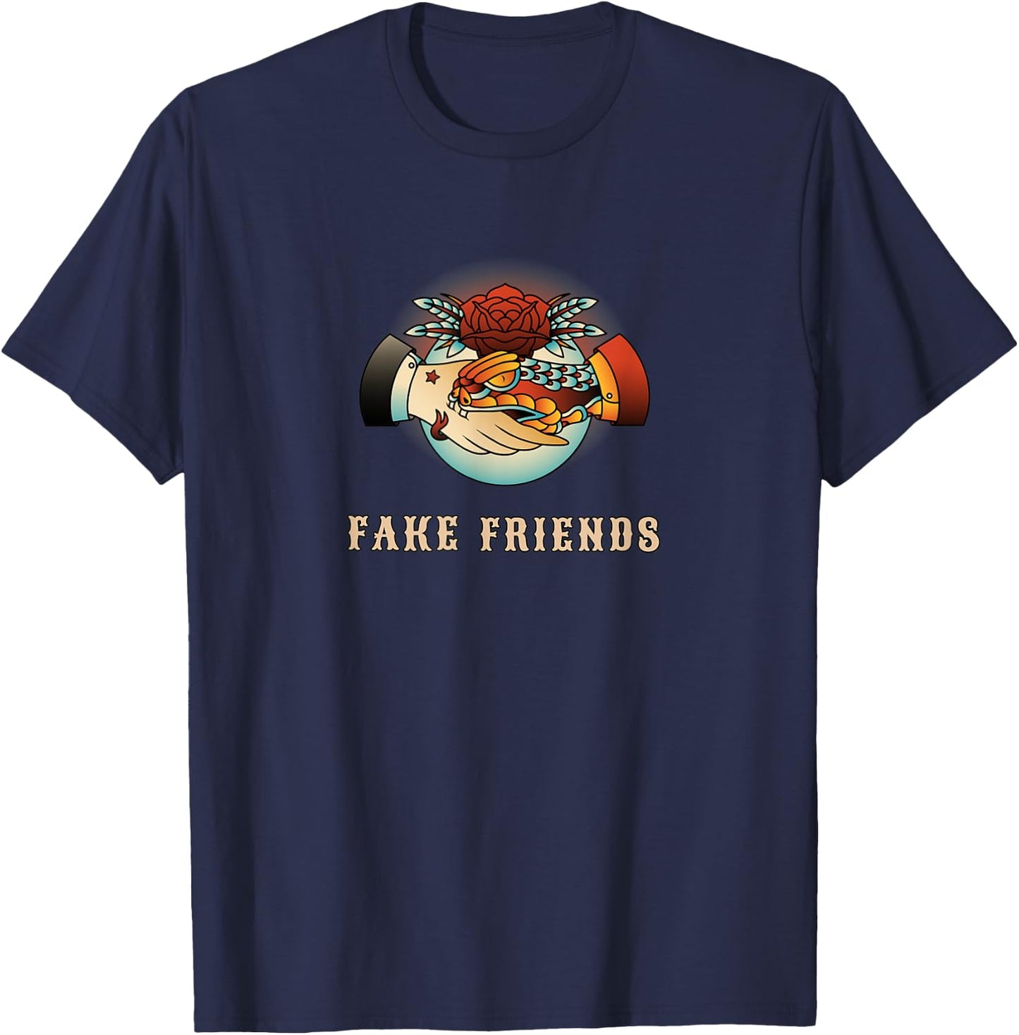 Tattoo Vintage Fake Friends T-Shirt - T-Shirt | Navy