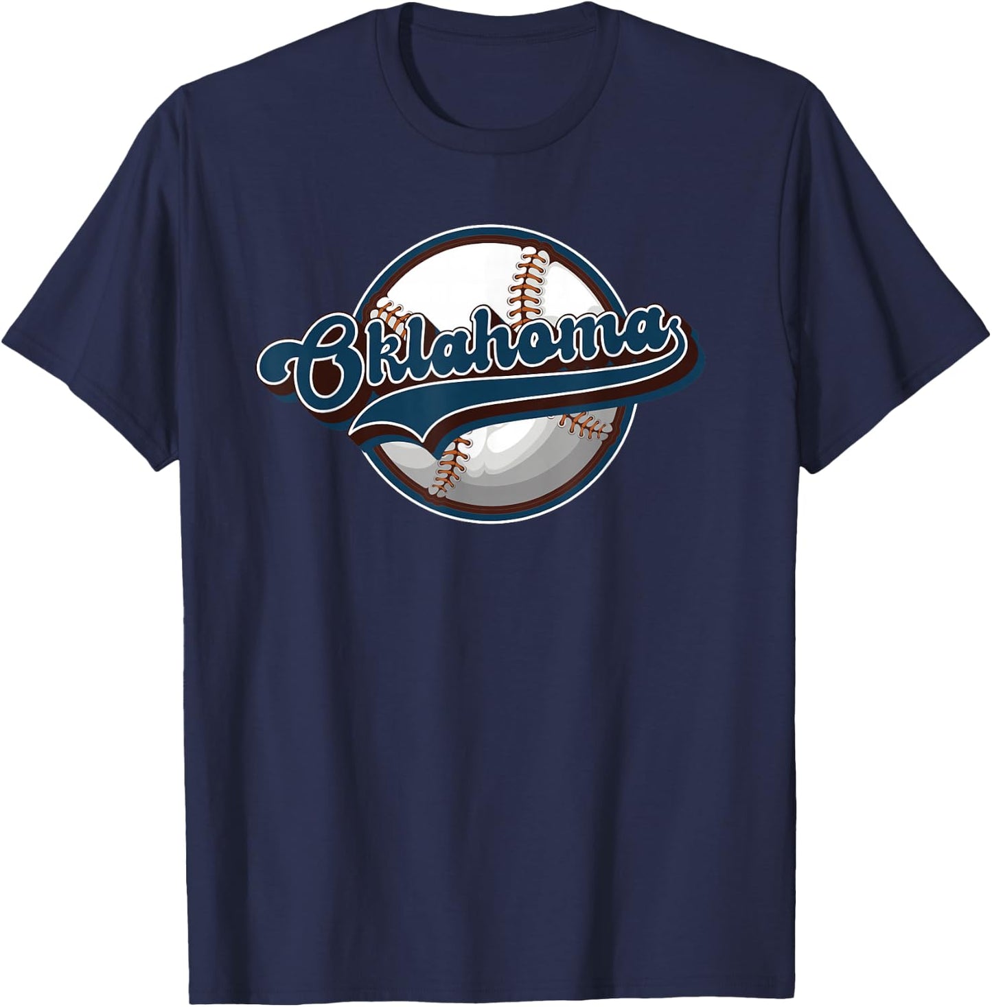 Oklahoma Vintage Baseball Throwback Retro Design T-Shirt - T-Shirt | Navy