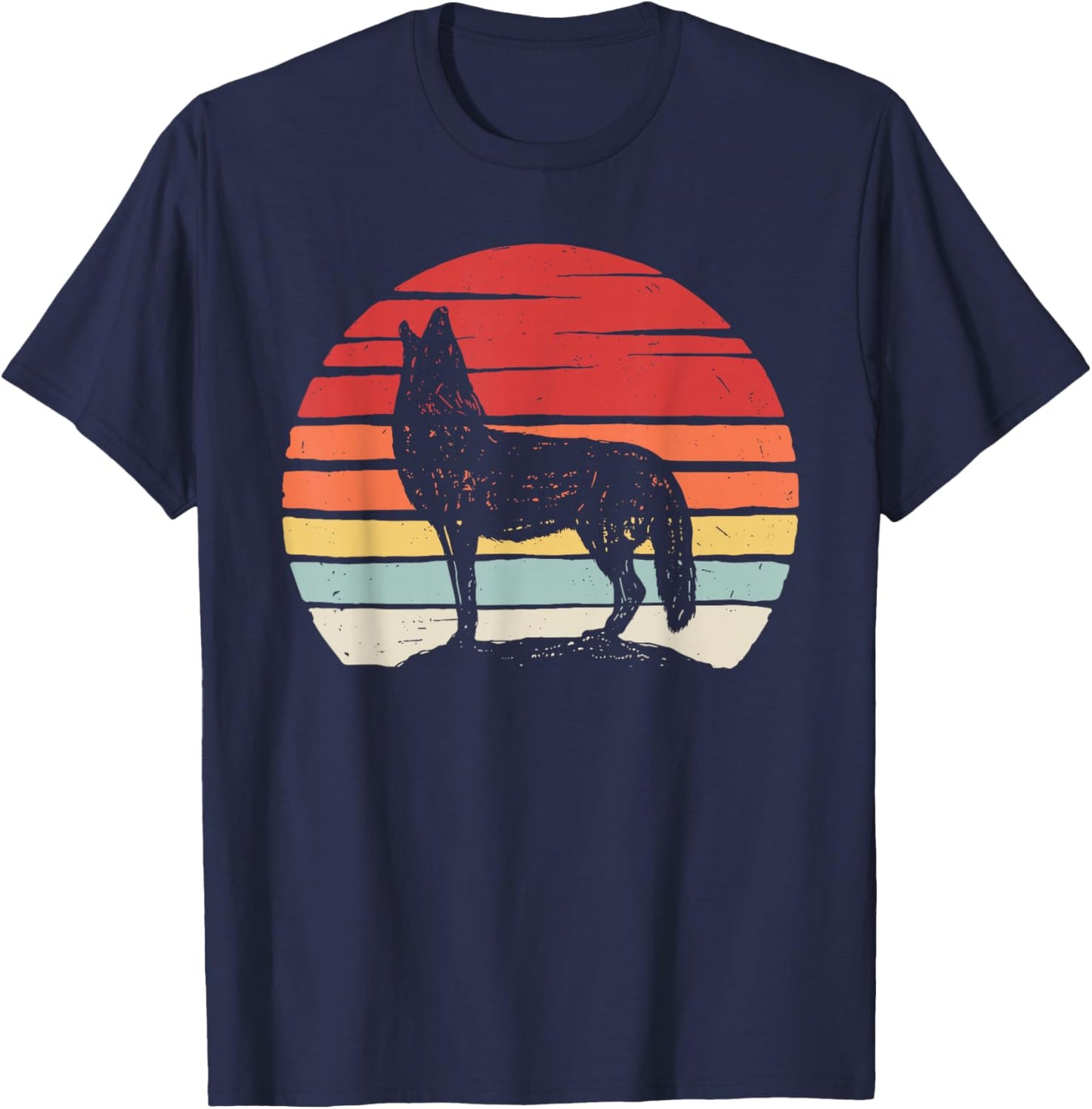 Catch Some Rays Vintage Retro Coyote - Black, Small, , Short Sleeve, Classic Fit T-Shirt - T-Shirt | Navy