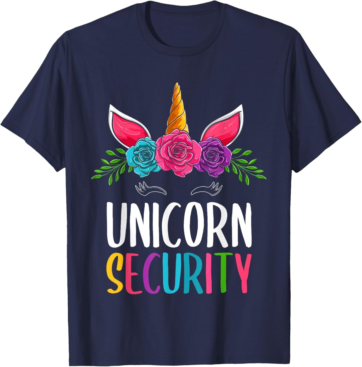 Cute Halloween Unicorn Costumes, Dad Mom Unicorn Security T-Shirt - T-Shirt | Navy