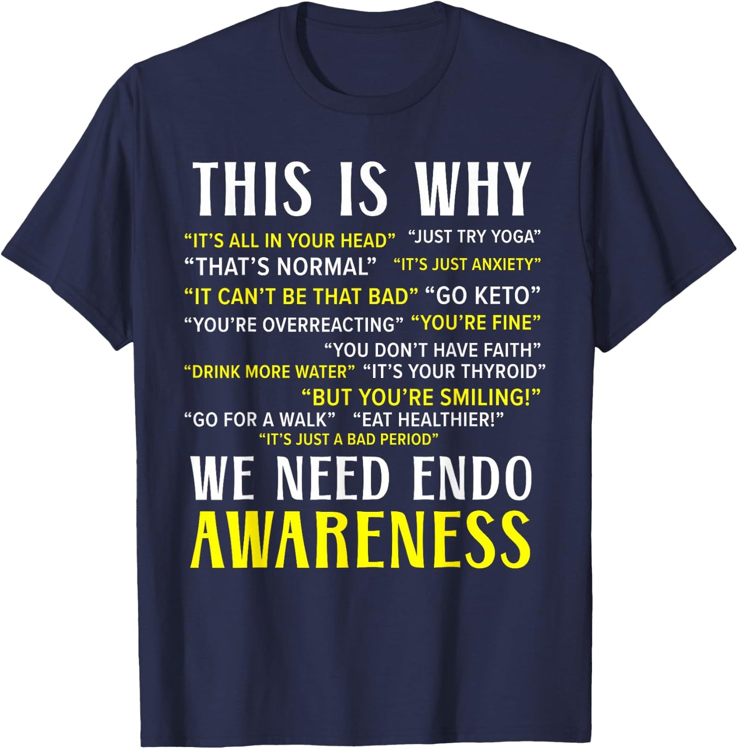 Endo Warrior Endometriosis Awareness Disease Small T-Shirt - T-Shirt | Navy
