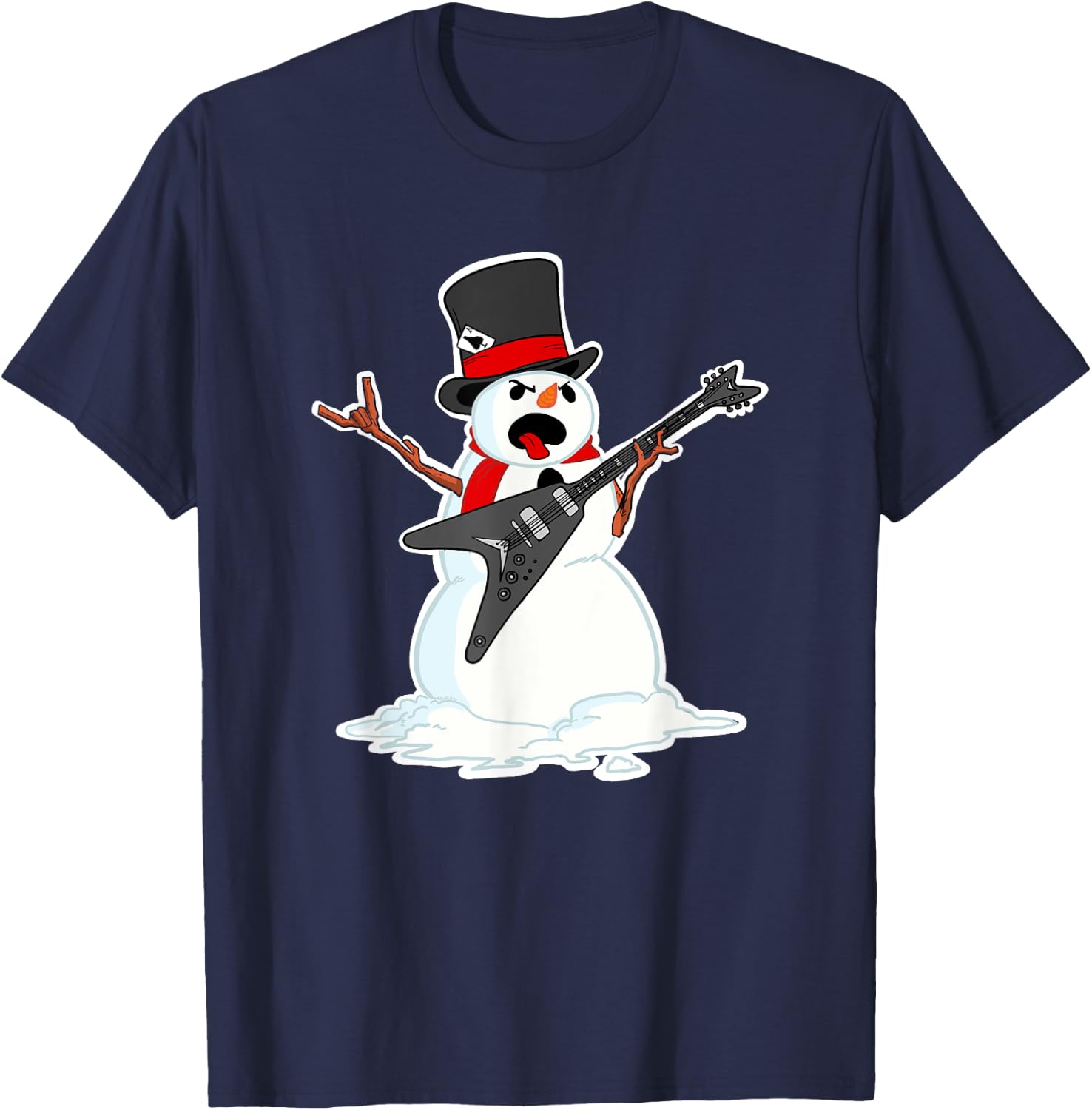 Metal Christmas Funny Heavy Metal Snowman T-Shirt - T-Shirt | Navy