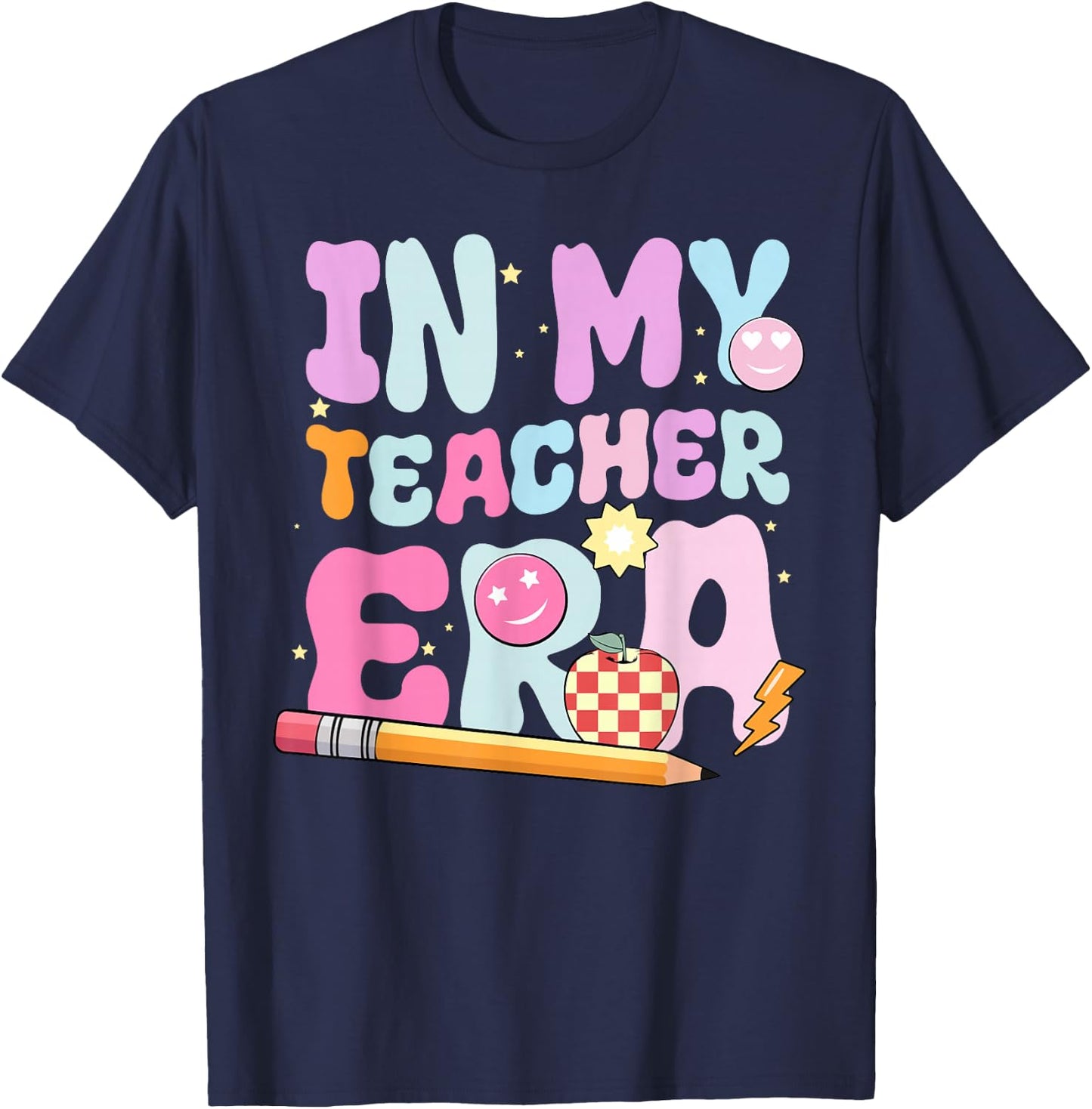 In My Teaching Era Best Teacher Appreciation School Groovy T-Shirt - T-Shirt | Navy