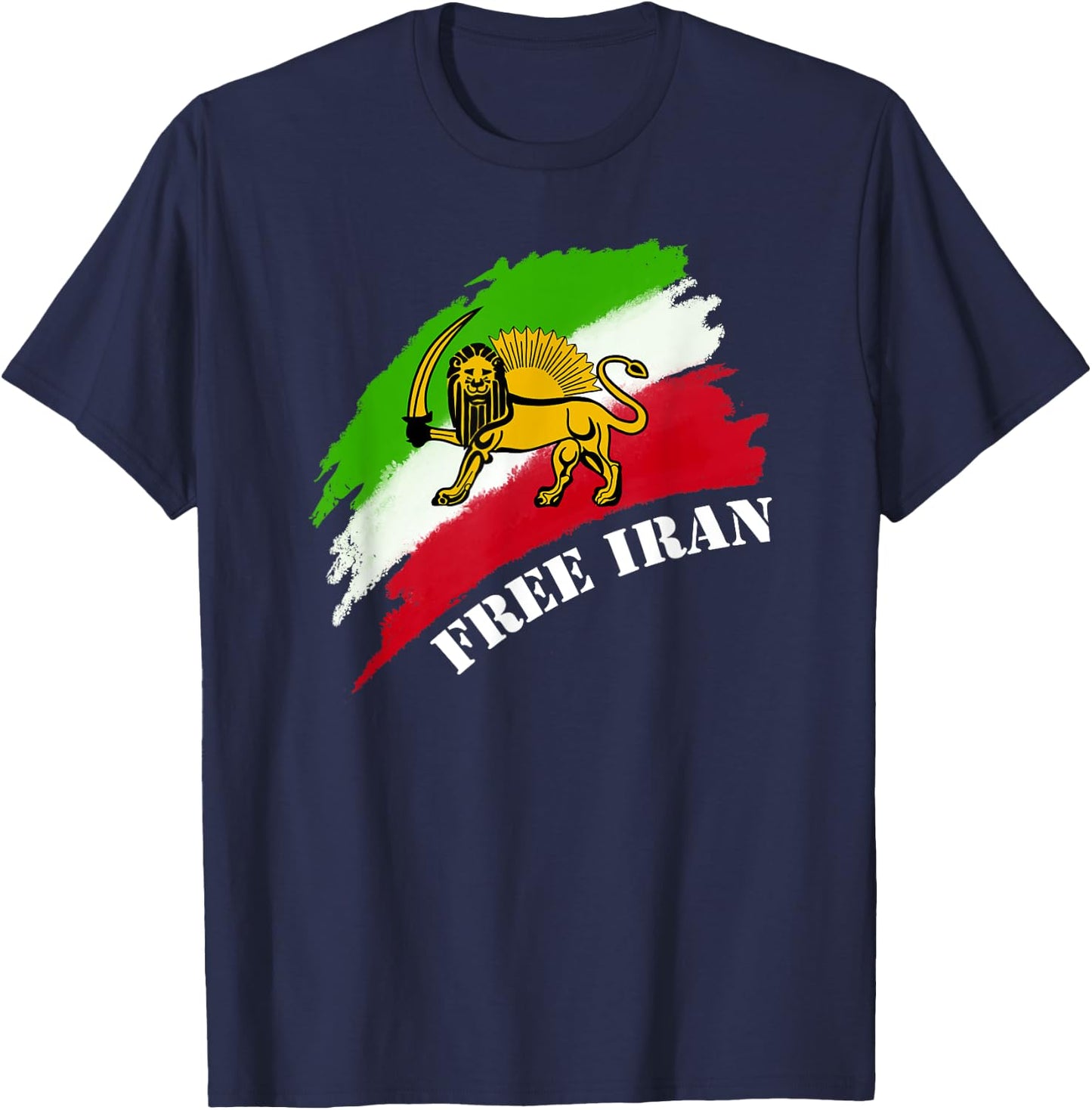 Free Iran flag with lion T-Shirt - T-Shirt | Navy