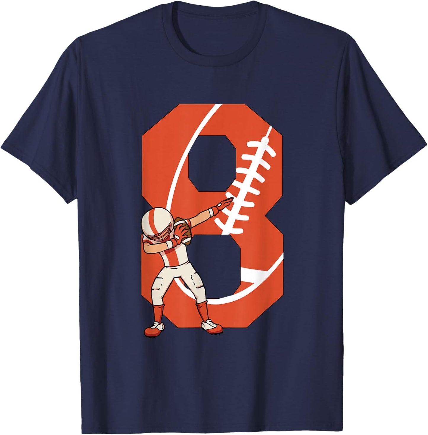 8 Years Old Boy Football Player 8th Football Birthday Boys T-Shirt - T-Shirt | Navy