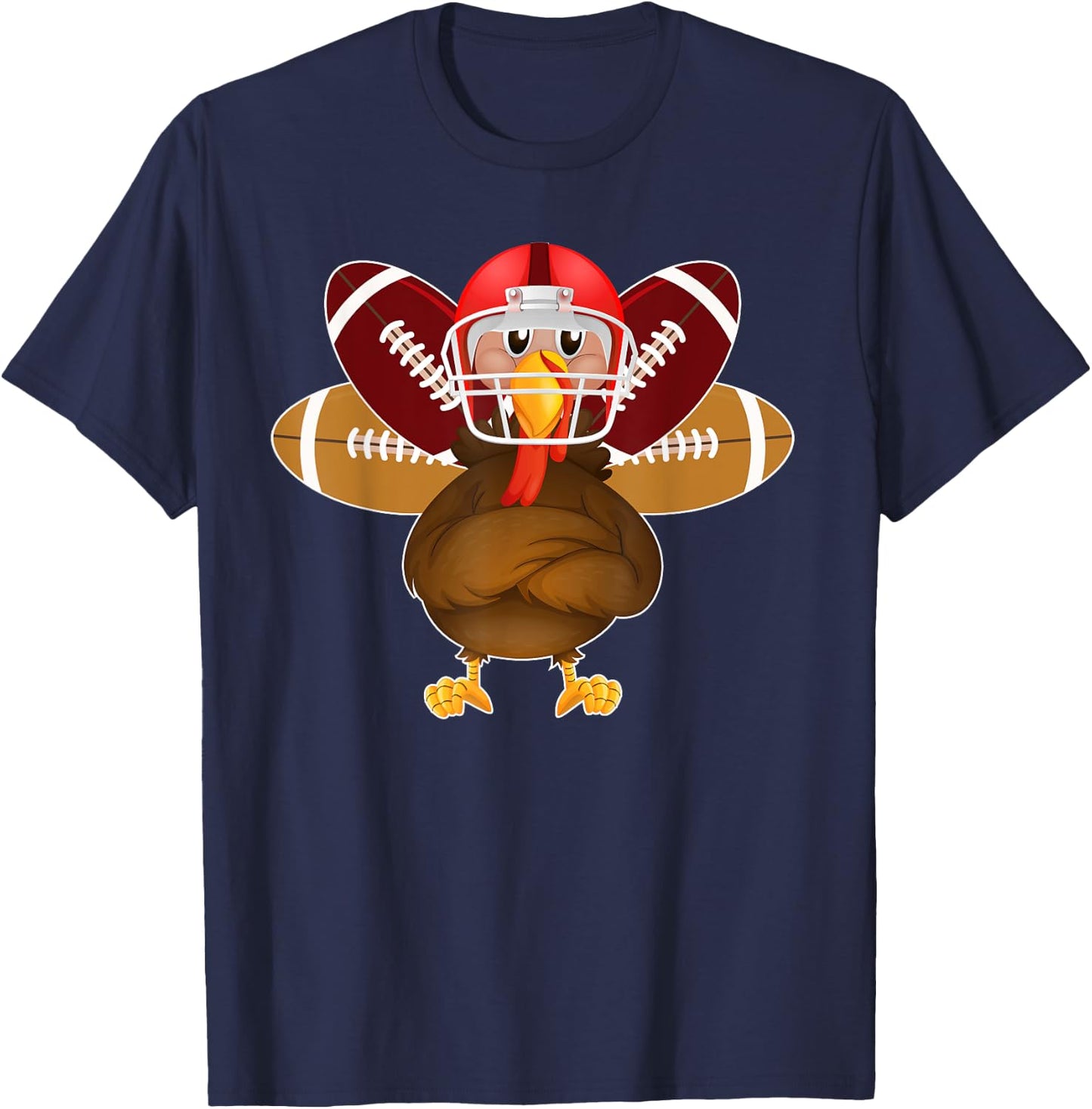 Thanksgiving Beer & Turkey Football T-Shirt - T-Shirt | Navy
