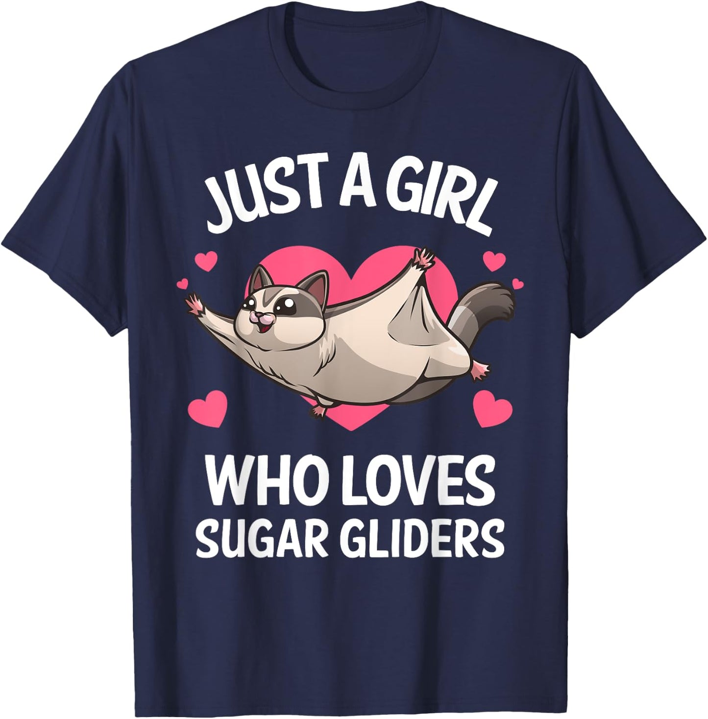 Funny Sugar Glider Design For Girls Women Gliding Animal T-Shirt - T-Shirt | Navy