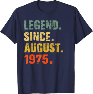 47 Year Old 47th Birthday Gifts Legend Since August 1975 T-Shirt - T-Shirt | Navy