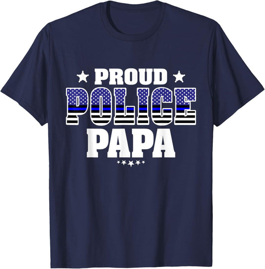 Proud Police Papa Thin Blue Line US Cop's Grandfather T-Shirt - T-Shirt | Navy