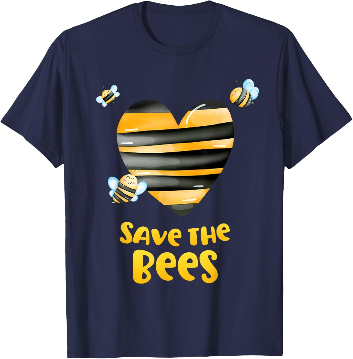 Save the Bees Heart Apiary Shirt Bee Beekeeper Earth Day T-Shirt - T-Shirt | Navy