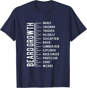 Men's Beard Growth Chart Measurement Bearded Man T-Shirt - T-Shirt | Navy