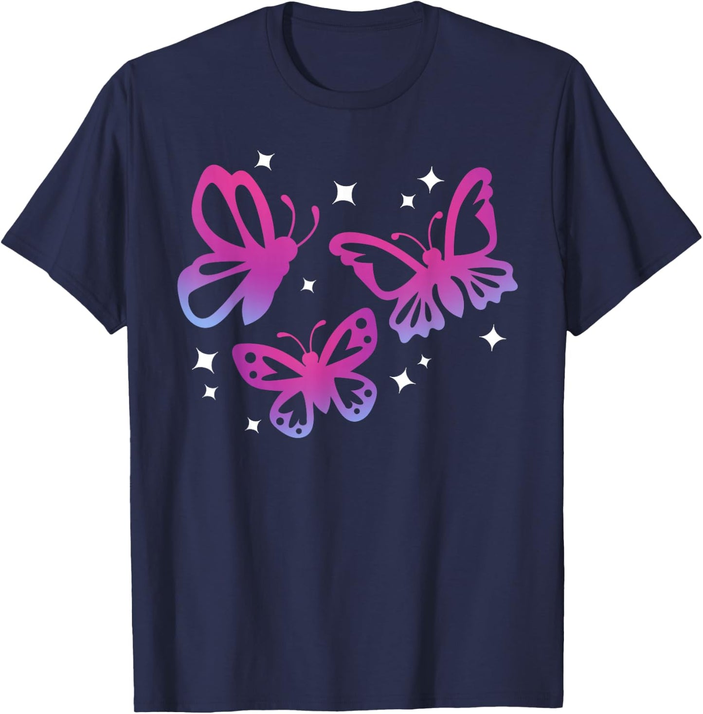 Beautiful Butterfly Graphics T-Shirt - T-Shirt | Navy