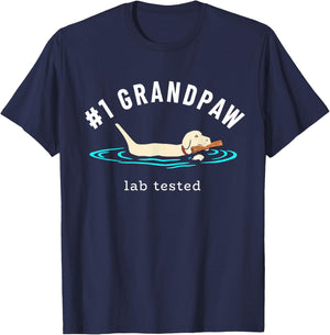Yellow Labrador Retriever Dog Grandpa - #1 Grandpaw T-Shirt - T-Shirt | Navy