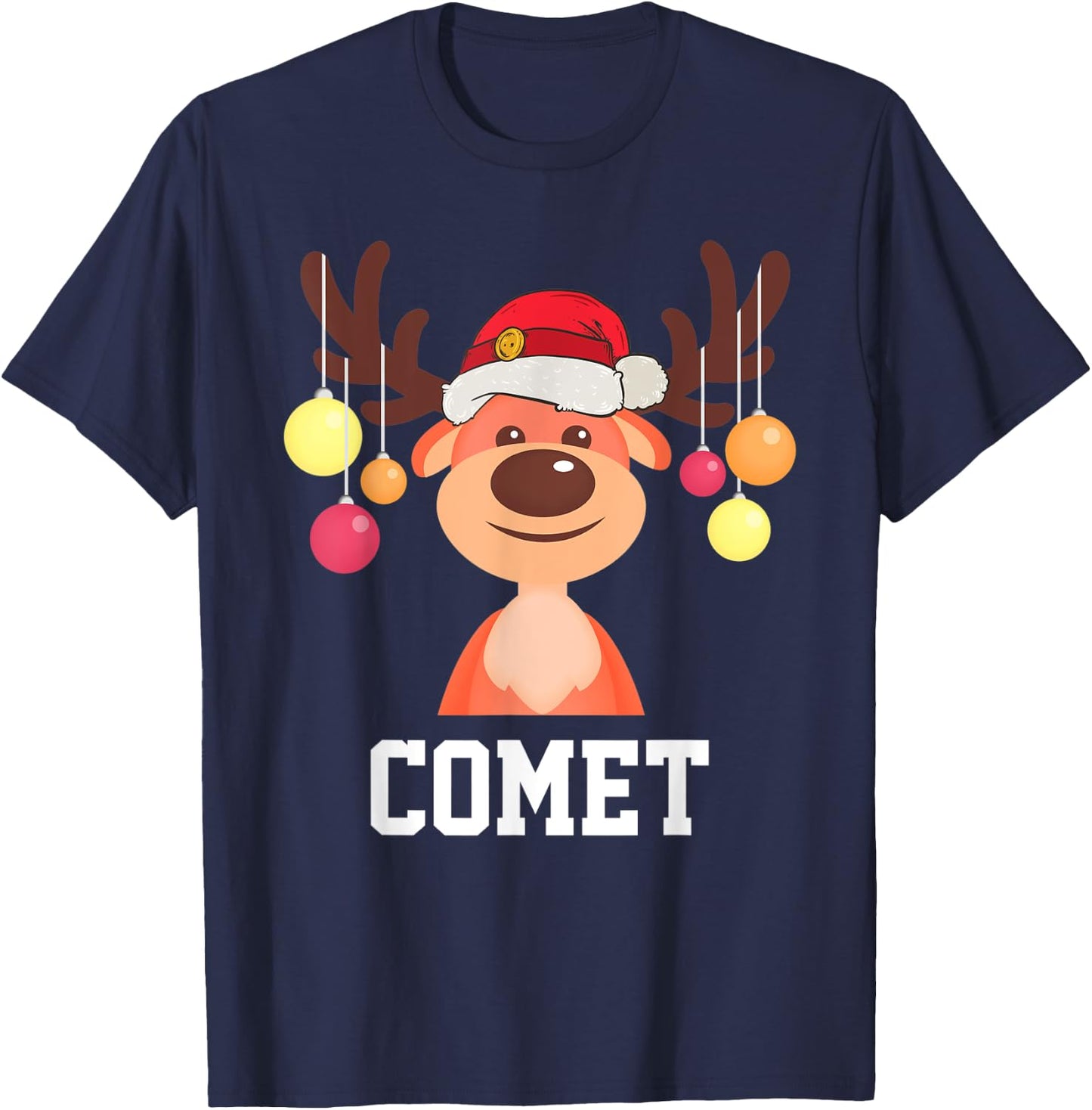 Funny Santa Reindeer Comet Christmas Group Costume T-Shirt - T-Shirt | Navy