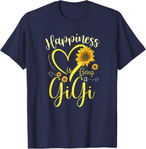 Happiness Is Being A Gigi Sunflower Mother's Day Grandma T-Shirt - T-Shirt | Navy