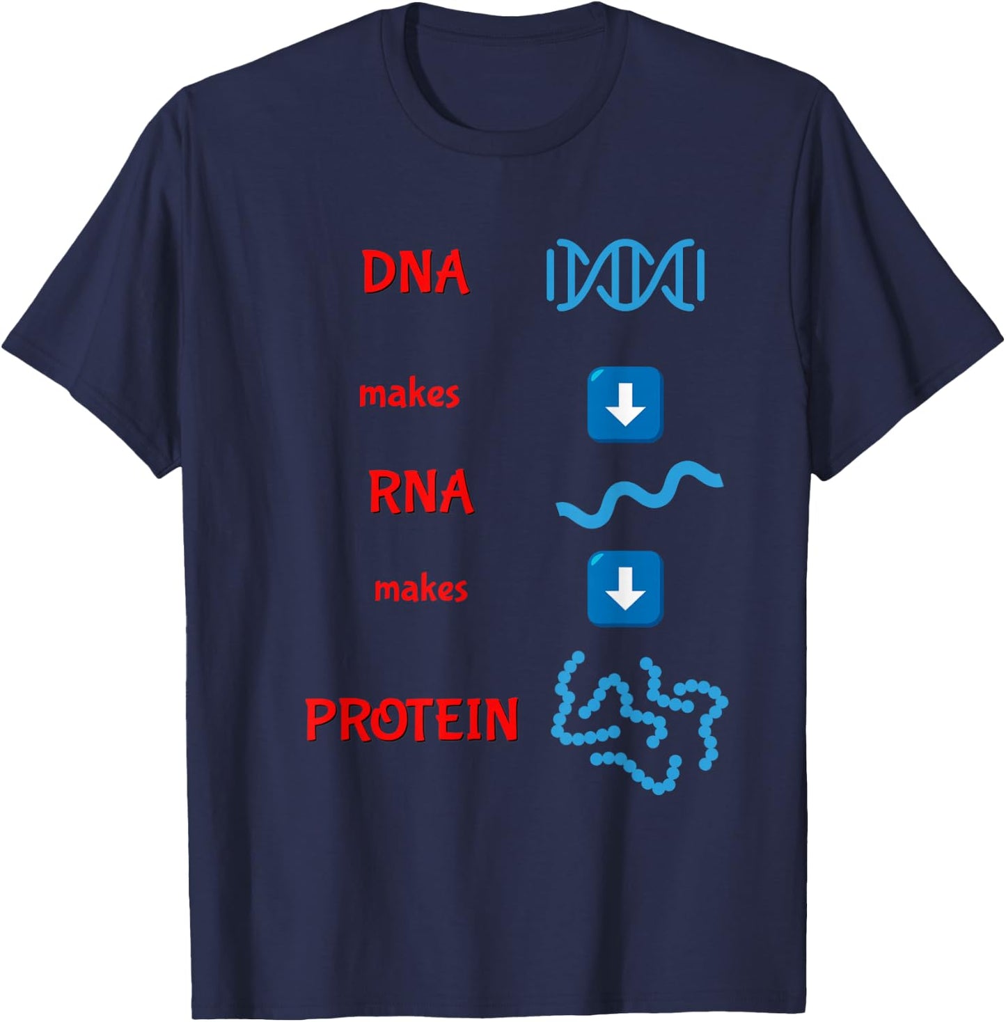 DNA Makes RNA Makes Protein Molecular Cell Biology T Shirt T-Shirt - T-Shirt | Navy
