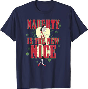 Disney Villains Christmas Cruella Naughty Is The New Nice T-Shirt - T-Shirt | Navy