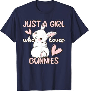 Bunny Lover Just A Girl Who Loves Bunnies Cute Pet Rabbit T-Shirt - T-Shirt | Navy