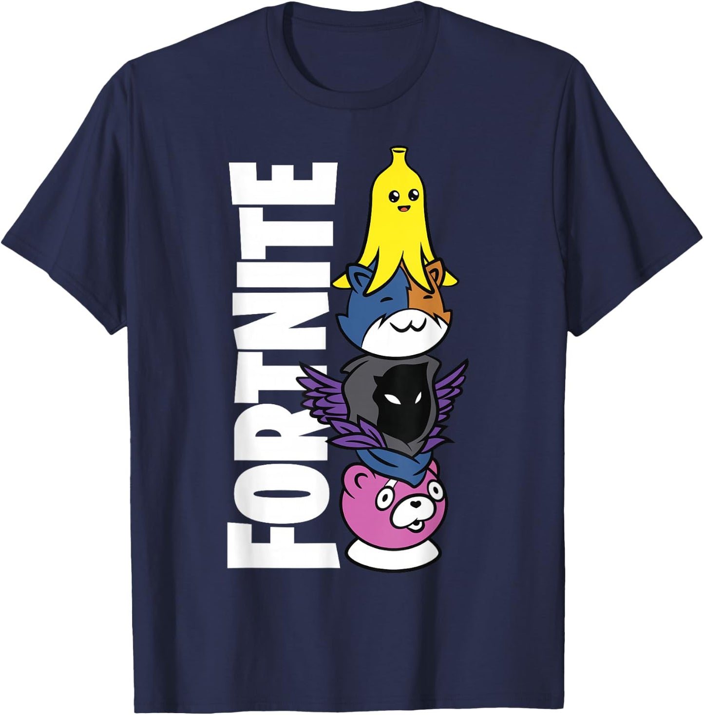 Fortnite Black Classic Fit - Adult Polyester & Cotton Short Sleeve T-Shirt - T-Shirt | Navy