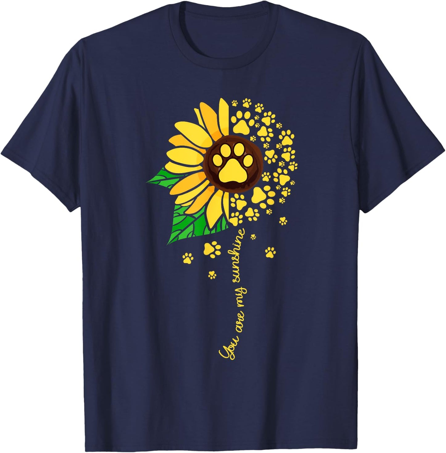 Sunflower dog doglover pets paw apparel men T-Shirt - T-Shirt | Navy