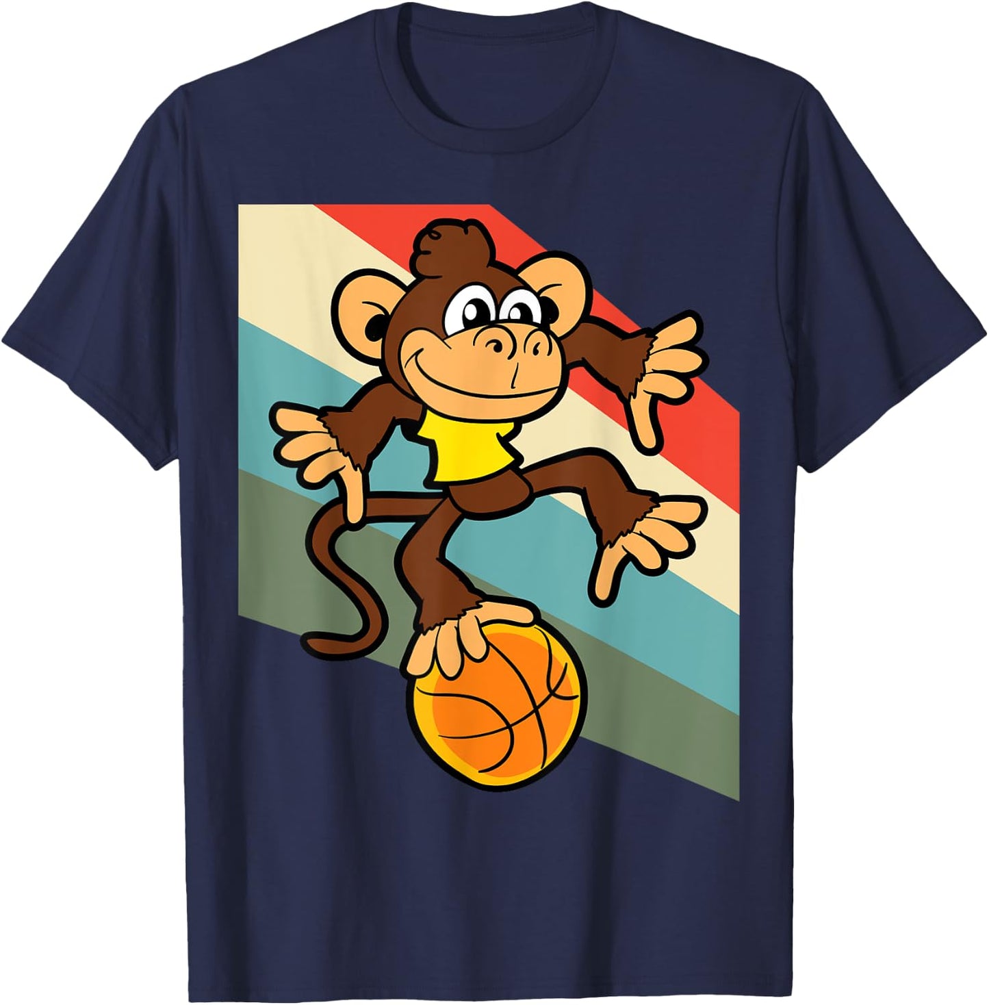 Monkey Basketball Player Animal Funny T-Shirt - T-Shirt | Navy