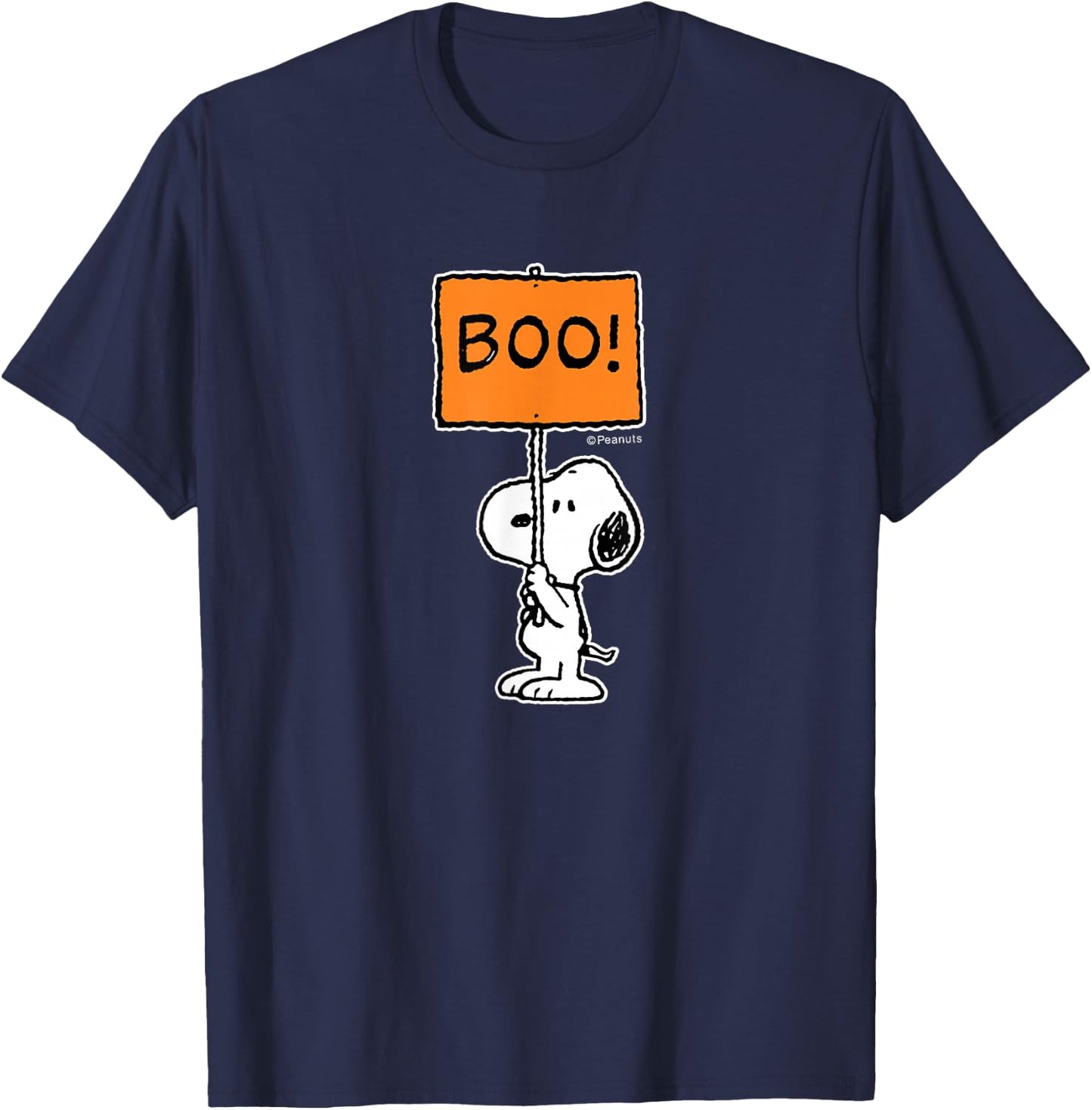 Peanuts - Halloween - Snoopy Boo Sign T-Shirt - T-Shirt | Navy