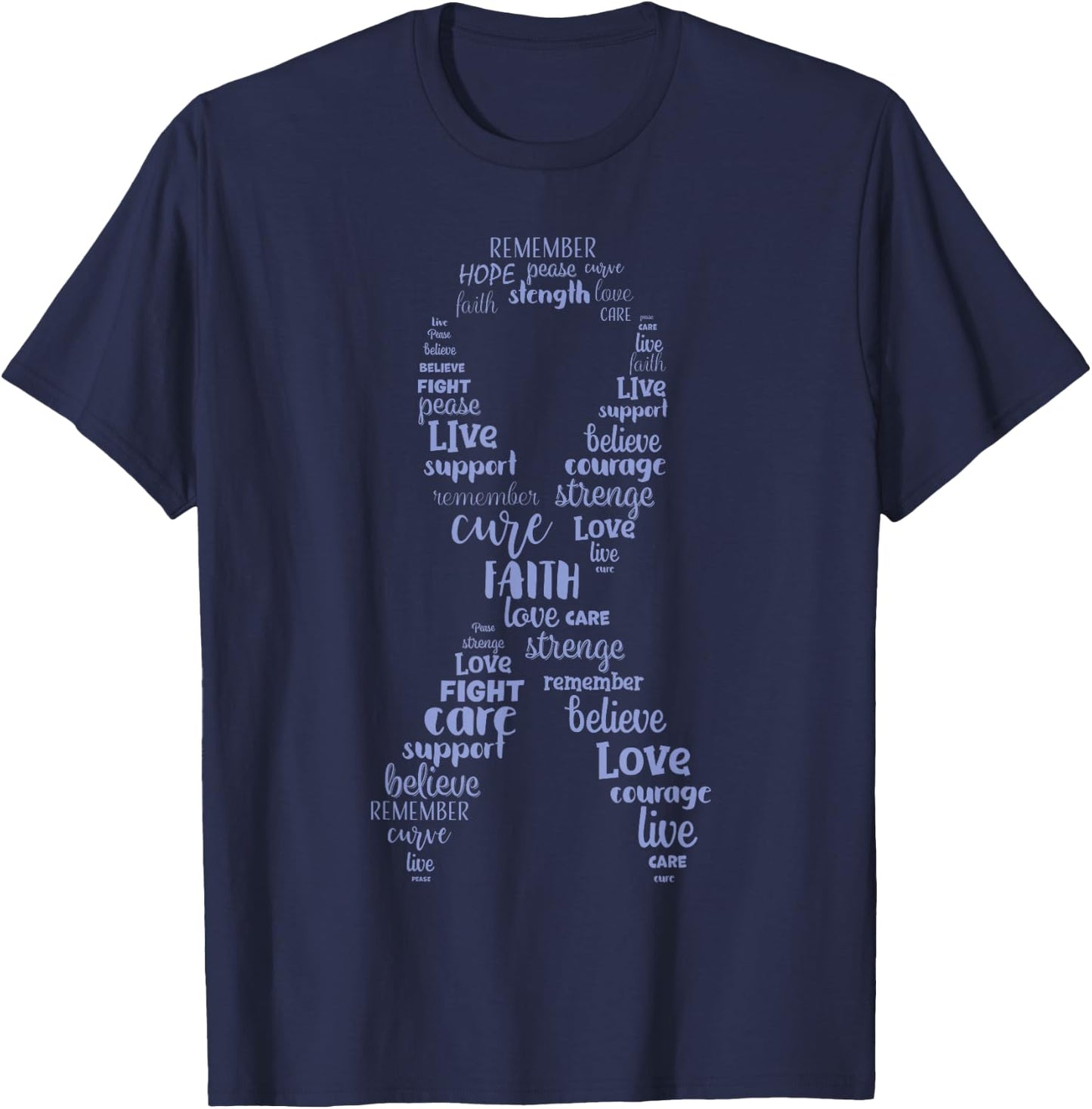 Esophageal Cancer Awareness Purple Periwinkle Ribbon T-Shirt - T-Shirt | Navy
