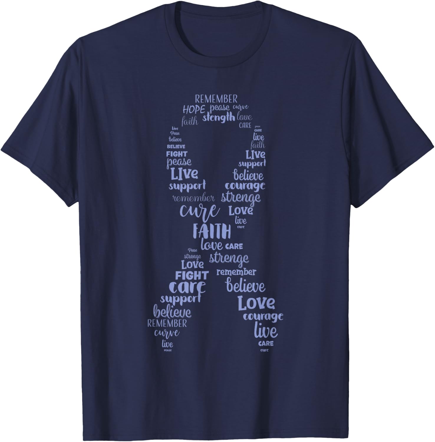Esophageal Cancer Awareness Purple Periwinkle Ribbon T-Shirt - T-Shirt | Navy