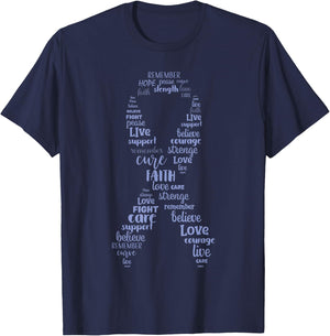 Esophageal Cancer Awareness Purple Periwinkle Ribbon T-Shirt - T-Shirt | Navy