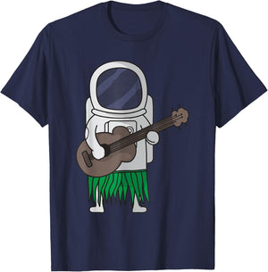 Astronaut Outer Space Ukulele Luau Cute Funny Hawaii T-Shirt - T-Shirt | Navy
