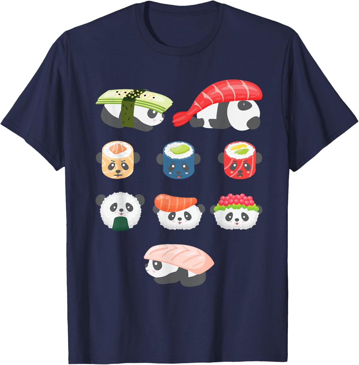 Cute Kawaii Panda Hug Sushi Lover T-Shirt - T-Shirt | Navy