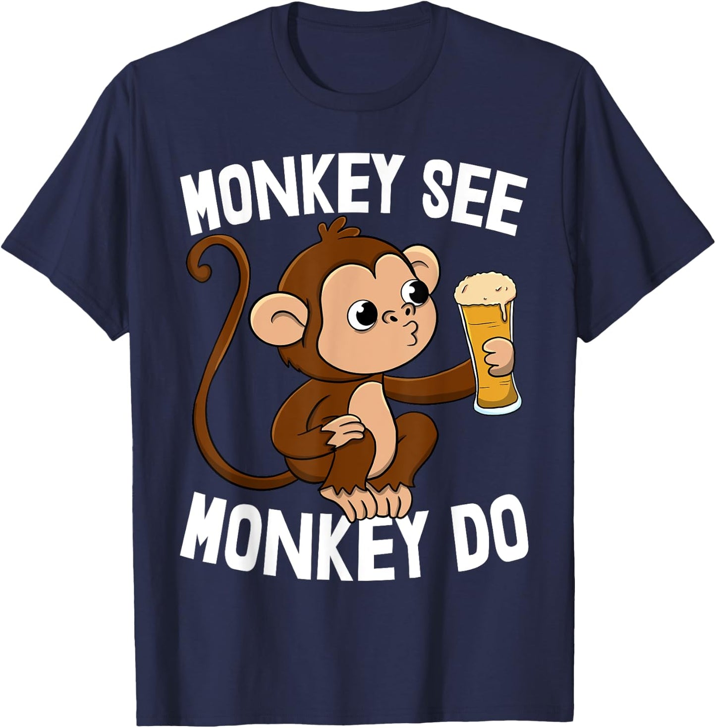 Monkey See Monkey Do Funny Toddler Monkey Drinking T-Shirt - T-Shirt | Navy