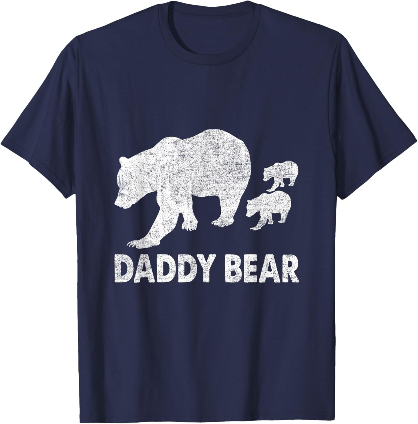 Daddy Bear 2 Cubs Daddy Bear Twin Dad 2 Kids Fathers Day T-Shirt - T-Shirt | Navy