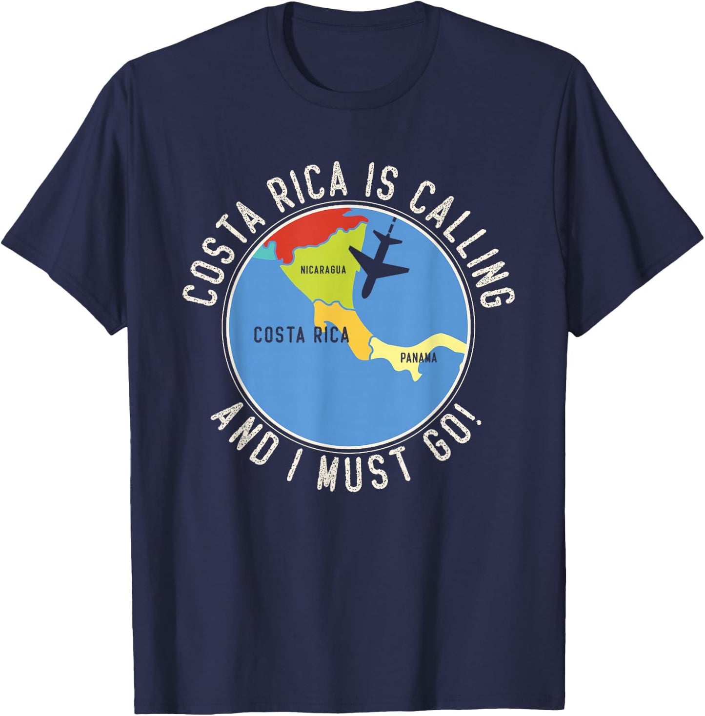 Costa Rica Is Calling And I Must Go, Costa Rica Map T-Shirt - T-Shirt | Navy