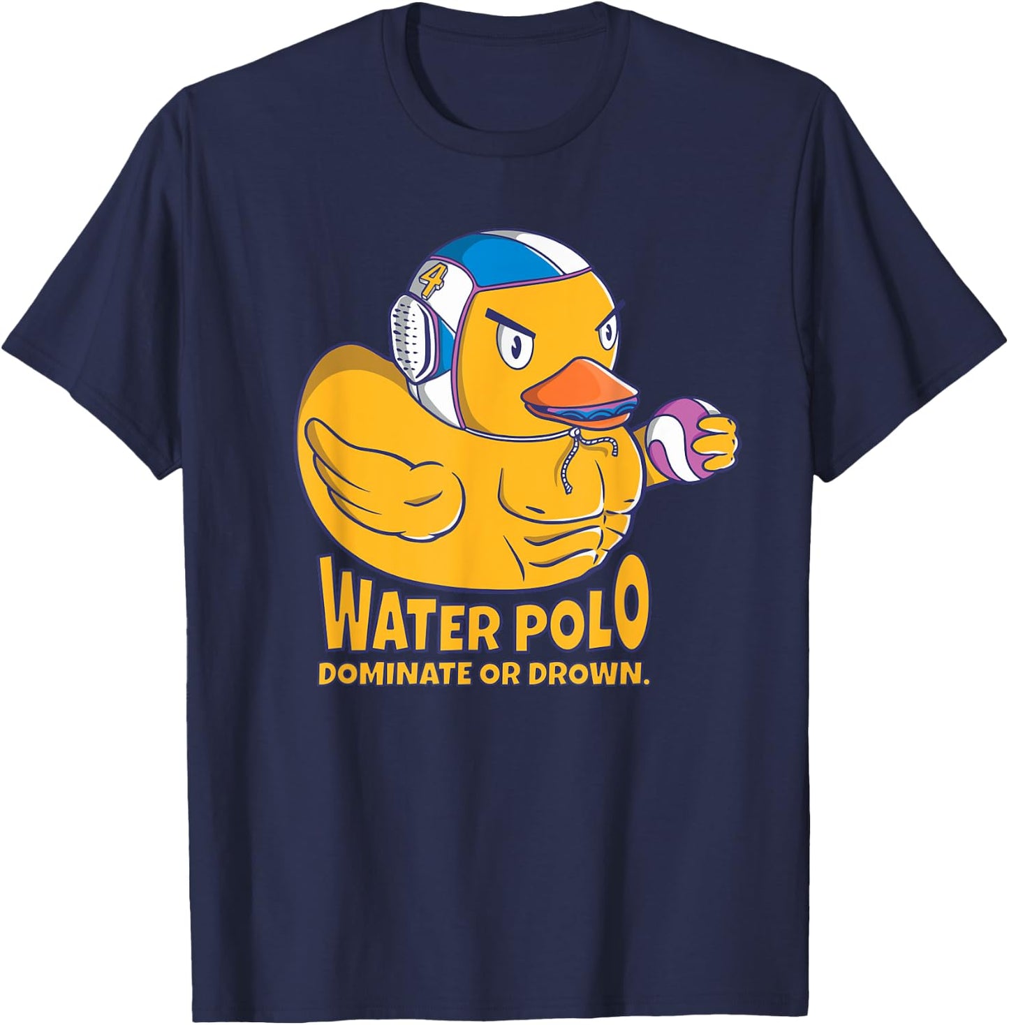 Water Polo Rubber Duck Dominate or Drown on Funny Water Polo Small T-Shirt - T-Shirt | Navy
